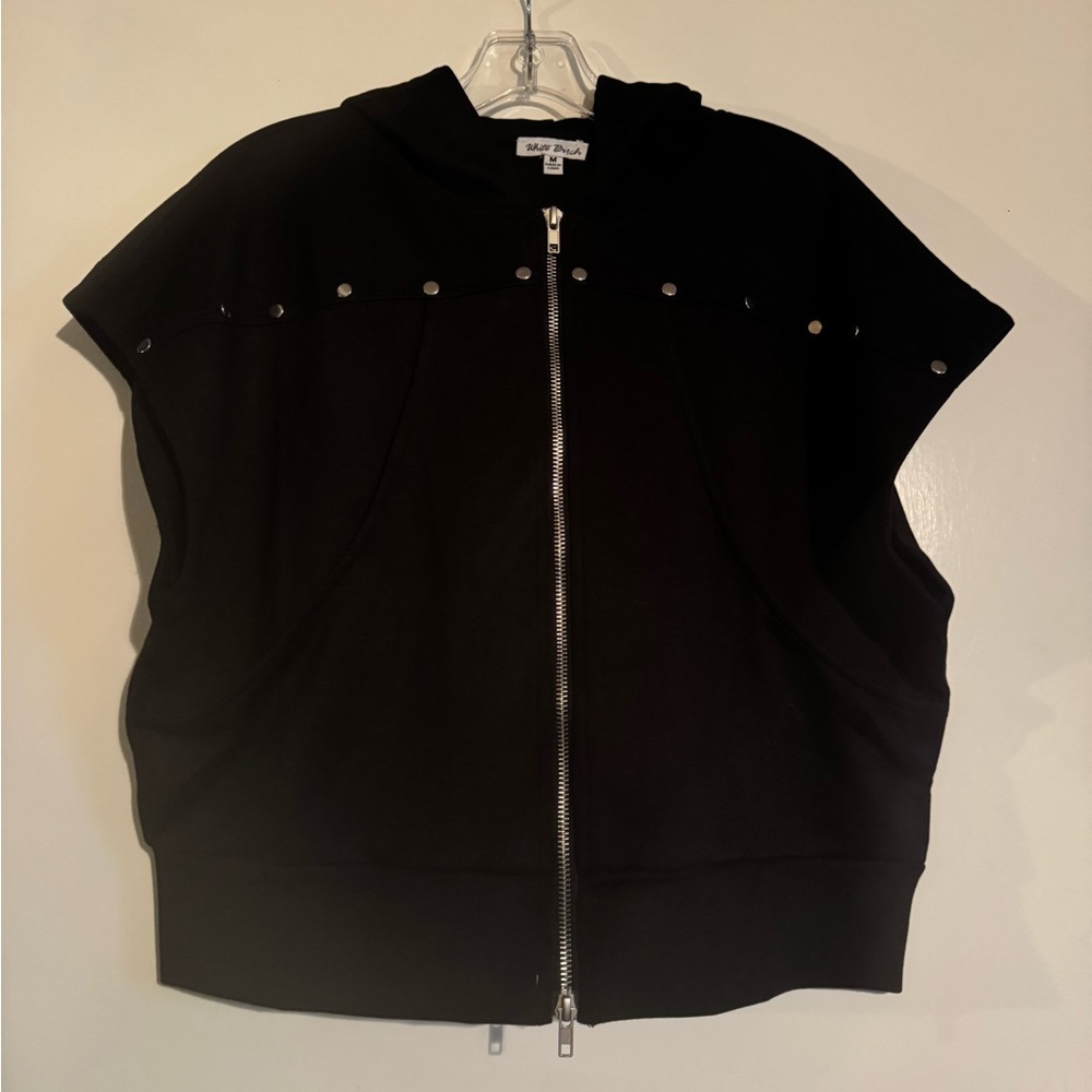 NWOT White Birch Black Sleeveless Jacket with Stud Details